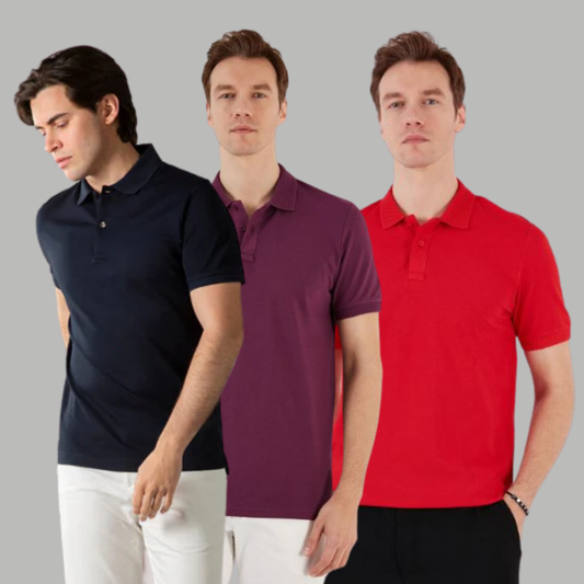 Men's Cotton Rich Polo T Shirt | Collar Tshirts | Half Sleeves | Plain (Combo Pack of 3) -Regular Fit 2