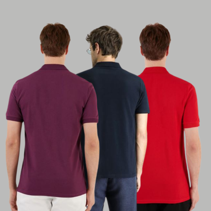 Men's Cotton Rich Polo T Shirt | Collar Tshirts | Half Sleeves | Plain (Combo Pack of 3) -Regular Fit 2