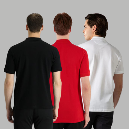 Men's Cotton Rich Polo T Shirt | Collar Tshirts | Half Sleeves | Plain (Combo Pack of 3) -Regular Fit