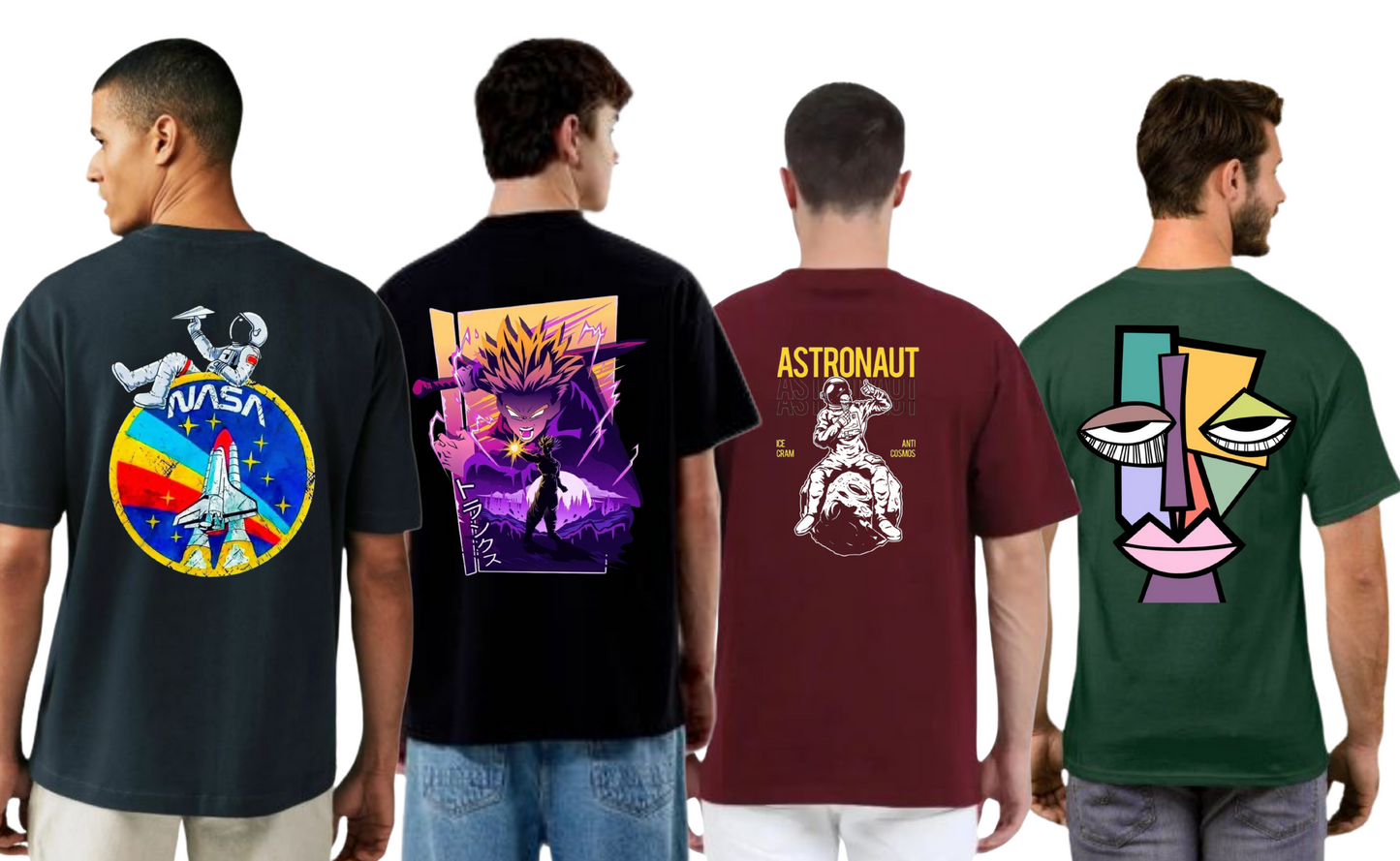 ROUND NECK GRAPHIC TSHIRTS COMBO OF 4