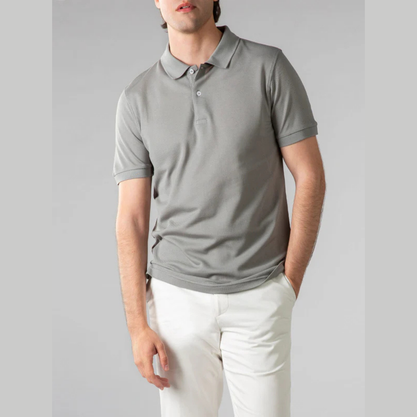 GREY COLOUR POLO REGULAR FIT UNISEX T-SHIRT