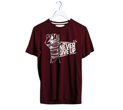 PLUS SIZE NEVER GIVE UP PRINT UNISEX T-SHIRT