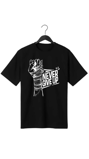 PLUS SIZE NEVER GIVE UP PRINT UNISEX T-SHIRT