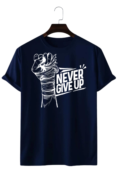 PLUS SIZE NEVER GIVE UP PRINT UNISEX T-SHIRT
