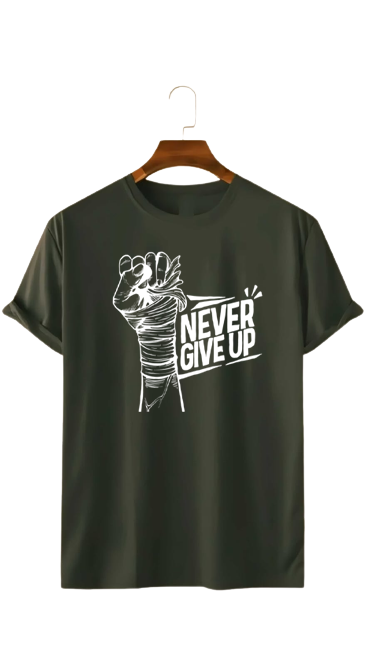 PLUS SIZE NEVER GIVE UP PRINT UNISEX T-SHIRT