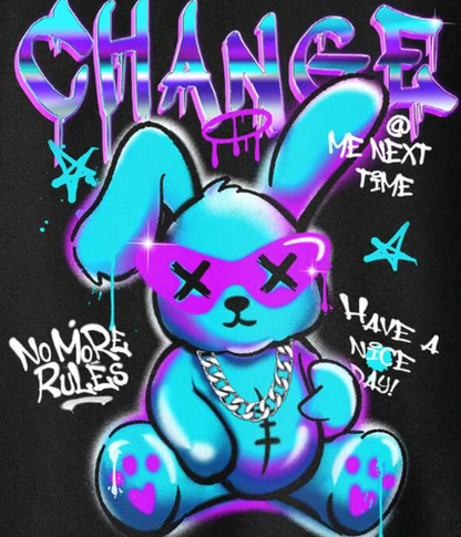Men Rabbit & Slogan Graphic Hoodie