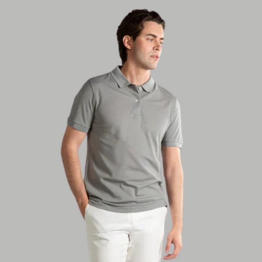 GREY COLOUR POLO REGULAR FIT UNISEX T-SHIRT