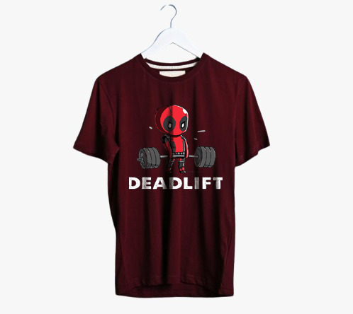 DEADPOOL DEADLIFTING PRINT UNISEX T-SHIRT
