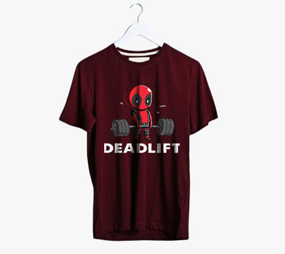 DEADPOOL DEADLIFTING PRINT UNISEX T-SHIRT