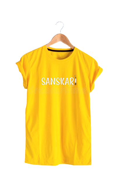SANSKARI BRIGHT YELLOW PRINT UNISEX T-SHIRT