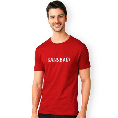 SANSKARI RED PRINT UNISEX T-SHIRT
