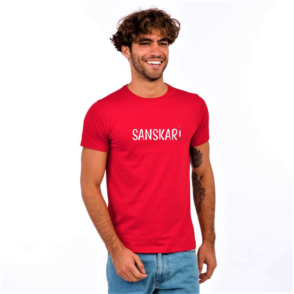 SANSKARI RED PRINT UNISEX T-SHIRT