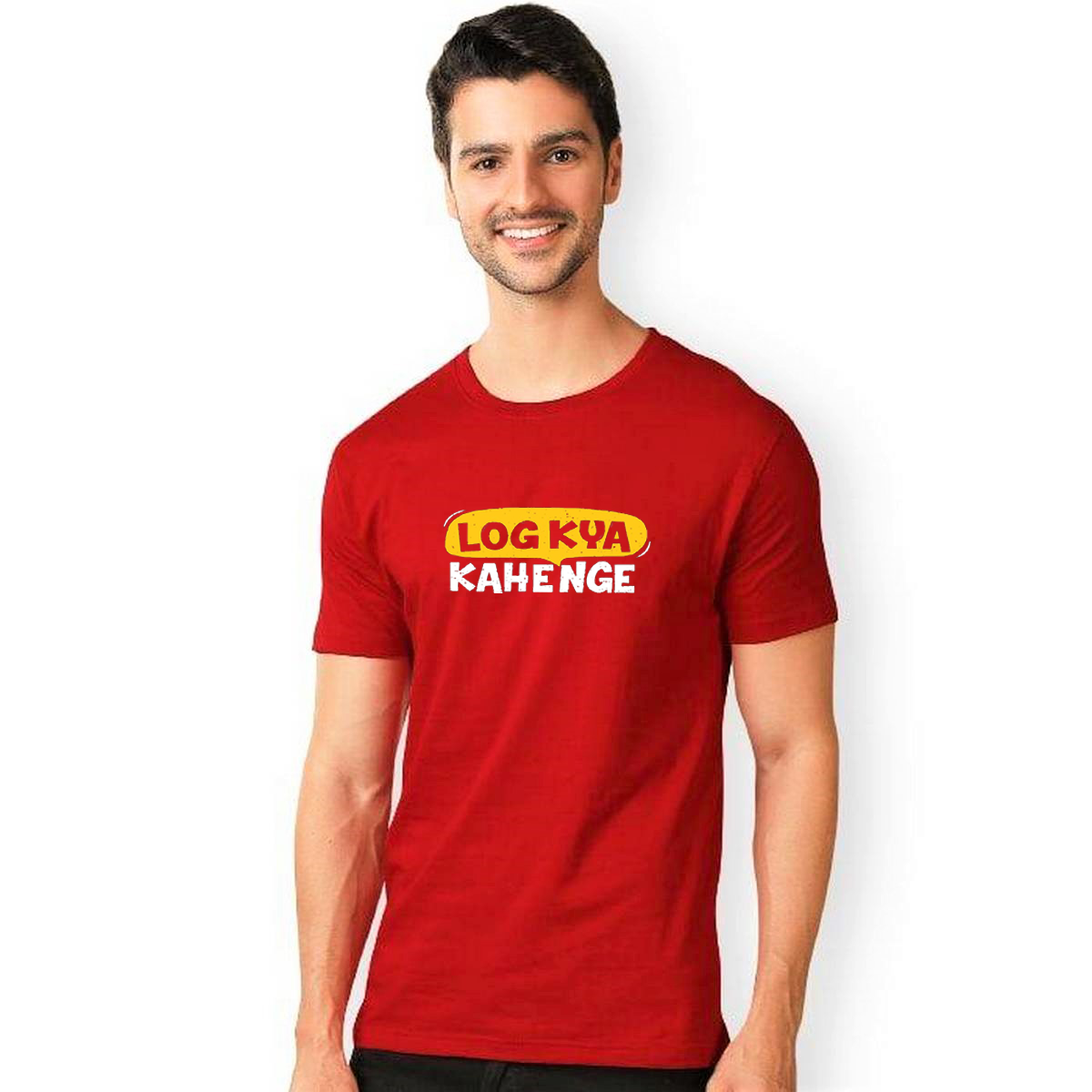 LOG KYA KAHENGE CANDY RED PRINT UNISEX T-SHIRT