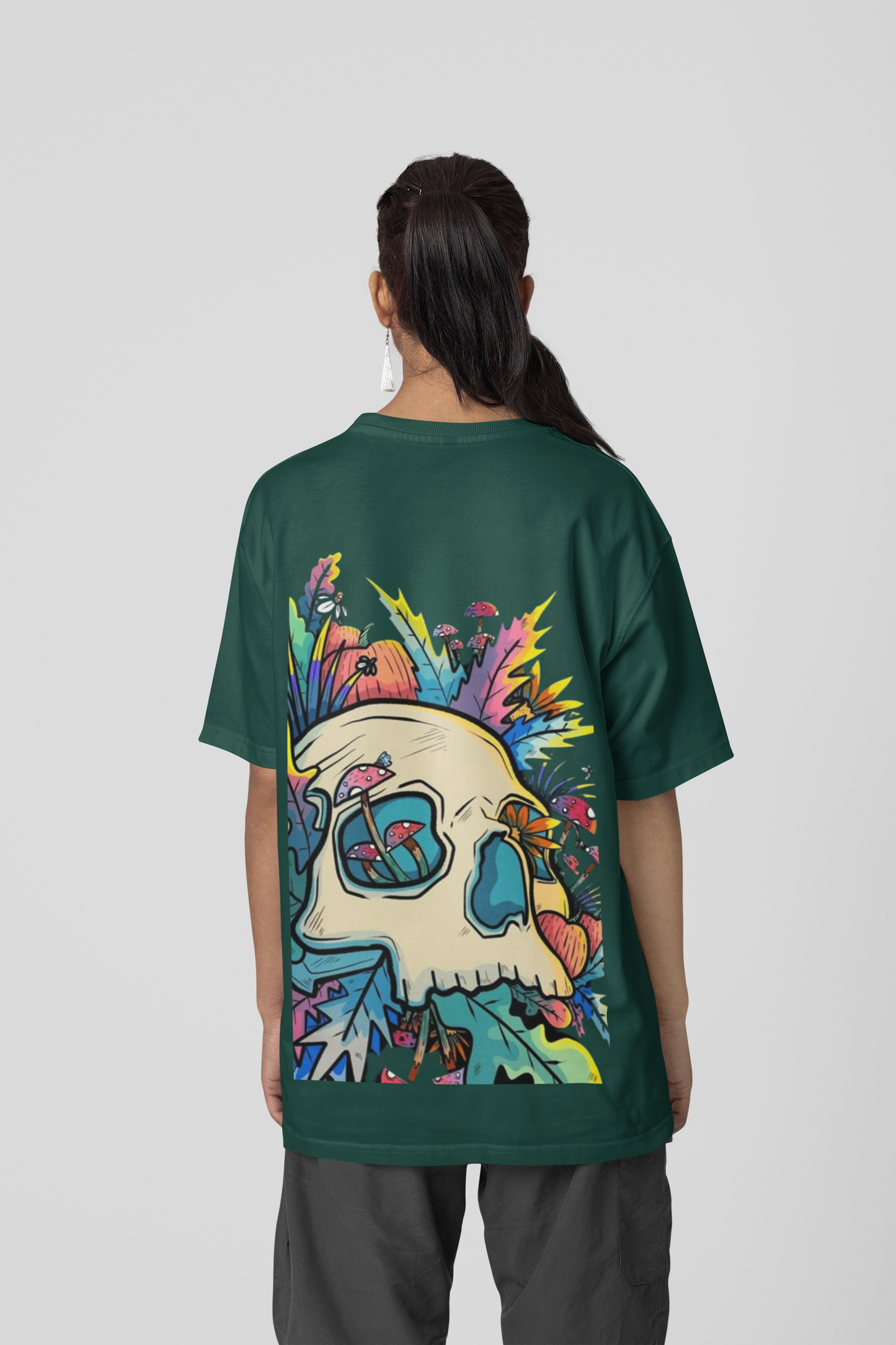 SKULL GRAFFITE PRINTED REGULAR FIT  UNISEX T-SHIRT