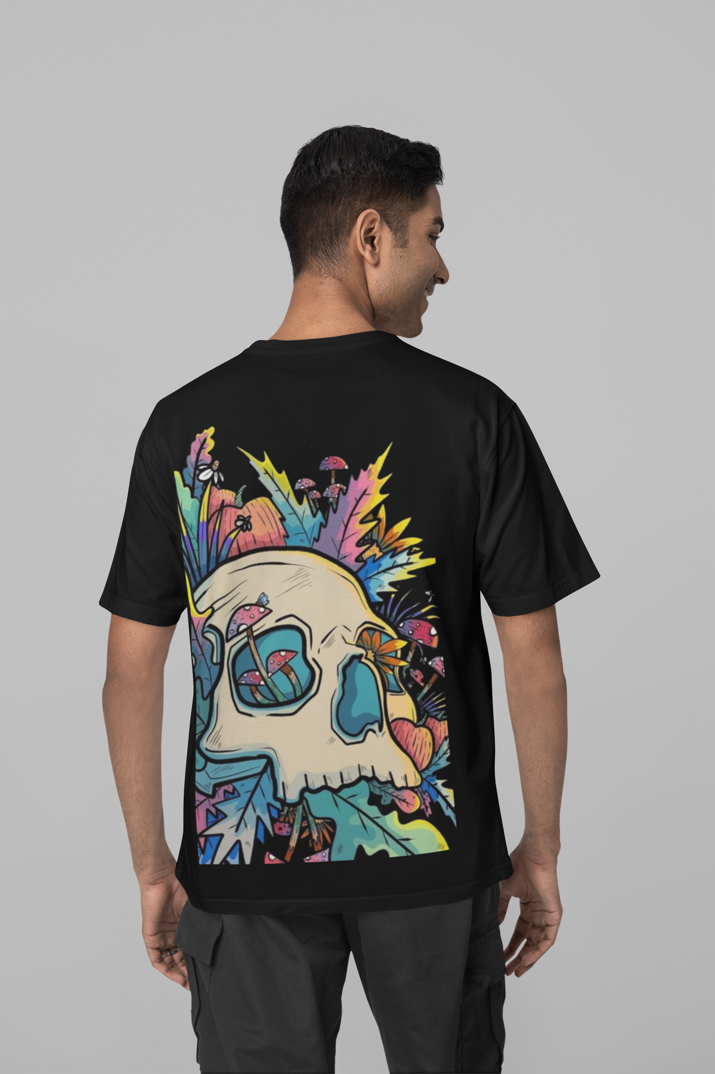 SKULL GRAFFITE PRINTED REGULAR FIT  UNISEX T-SHIRT