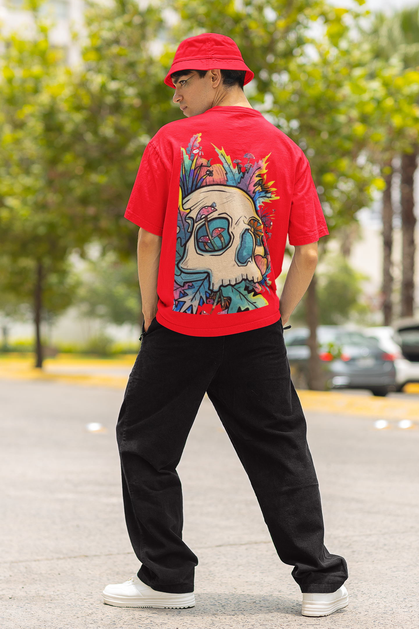 SKULL GRAFFITE PRINTED REGULAR FIT  UNISEX T-SHIRT