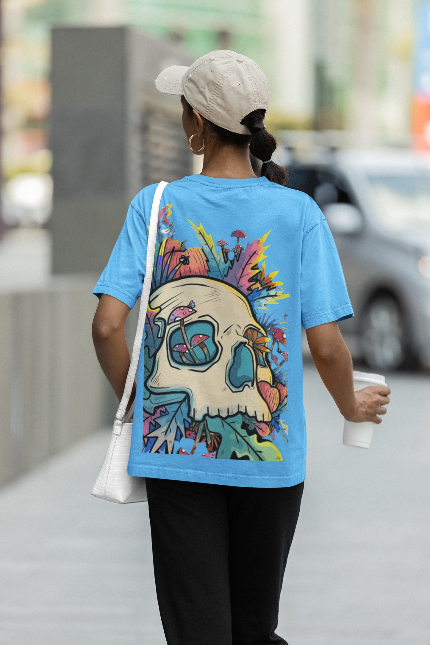 SKULL GRAFFITE PRINTED REGULAR FIT  UNISEX T-SHIRT