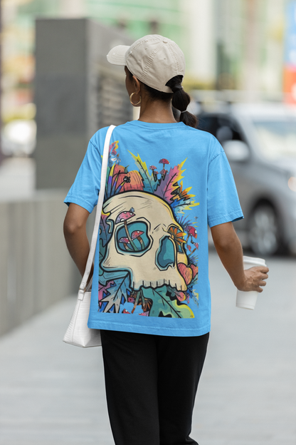 SKULL GRAFFITE PRINTED REGULAR FIT  UNISEX T-SHIRT