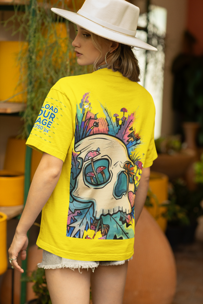 SKULL GRAFFITE PRINTED REGULAR FIT  UNISEX T-SHIRT