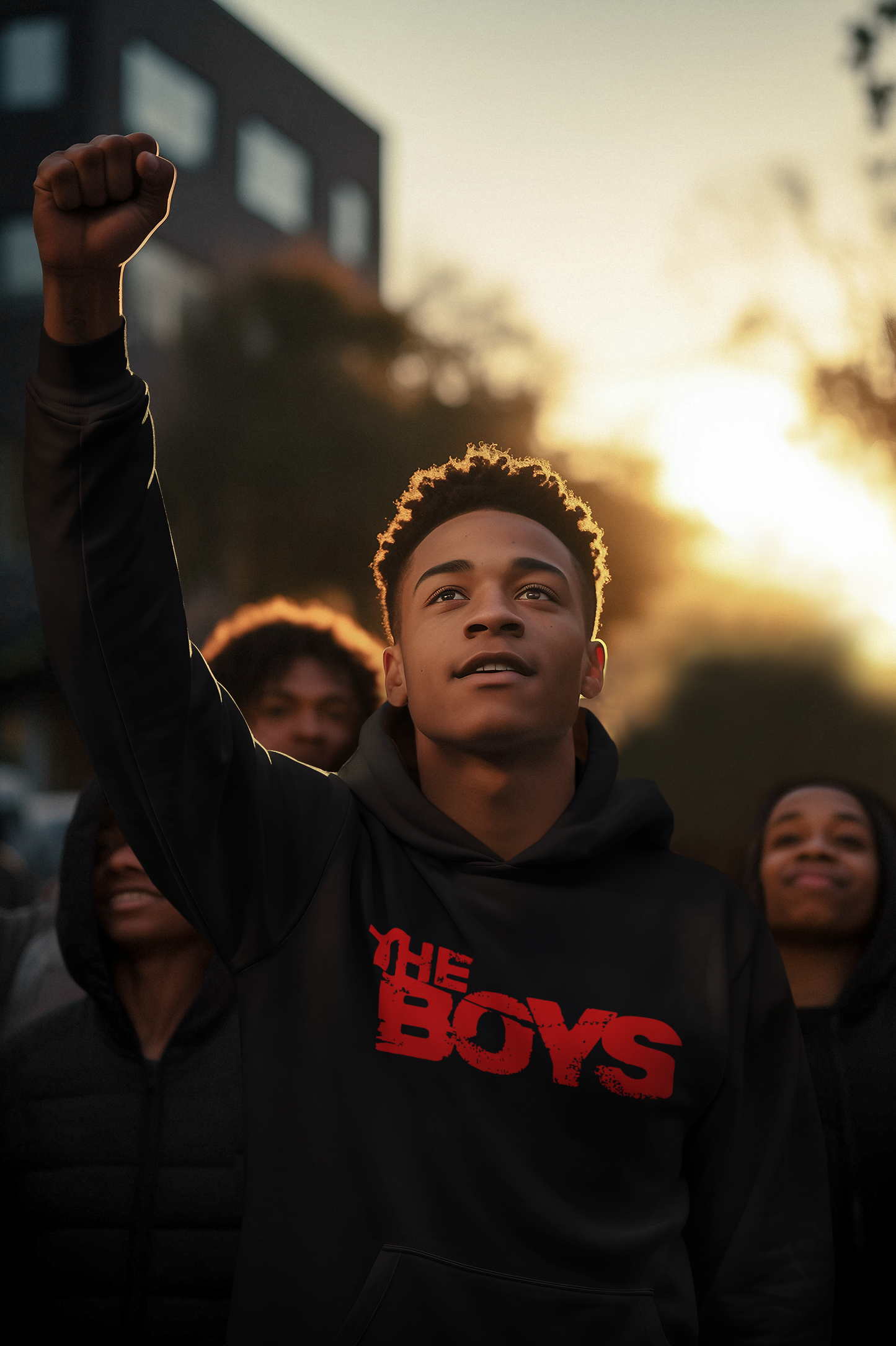 The boy's printed hoodies