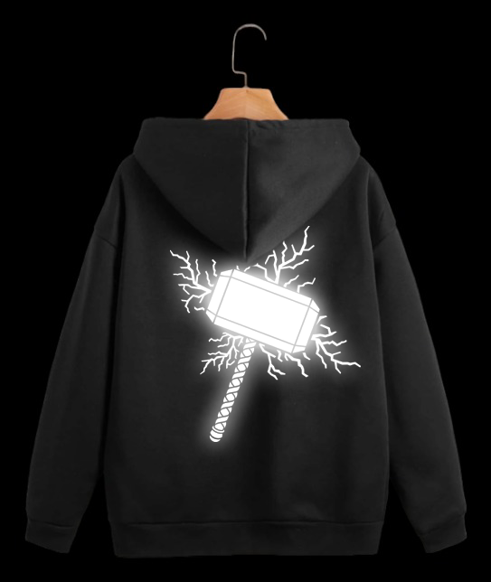 THOR lightening glowing reflective design zipper hoodie