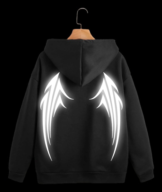 angel lightening glowing  reflective design hoodie