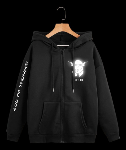 THOR lightening glowing reflective design zipper hoodie