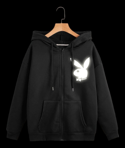 playboy reflective design  zipper hoodie