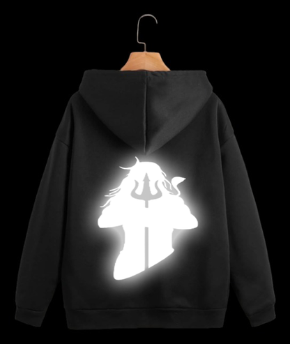 shiv ji  lightening glowing reflective design zipper hoodie