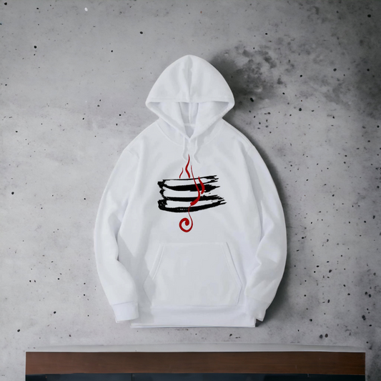 Tripund Religious Printed White Hoodie