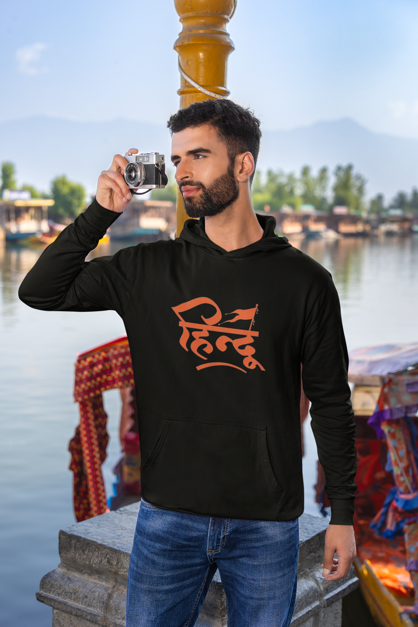 Hindu Text Religious Printed Hoodie