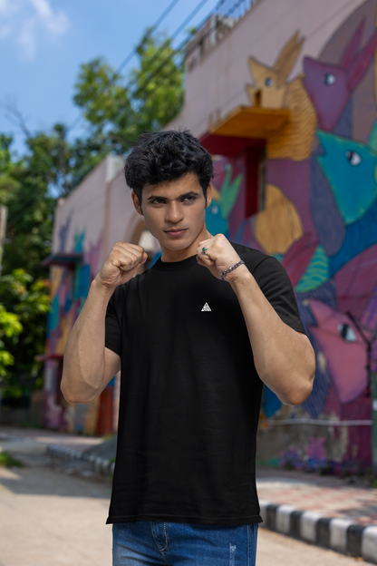 BLACK ROUND NECK  REGULAR FIT UNISEX T-SHIRT