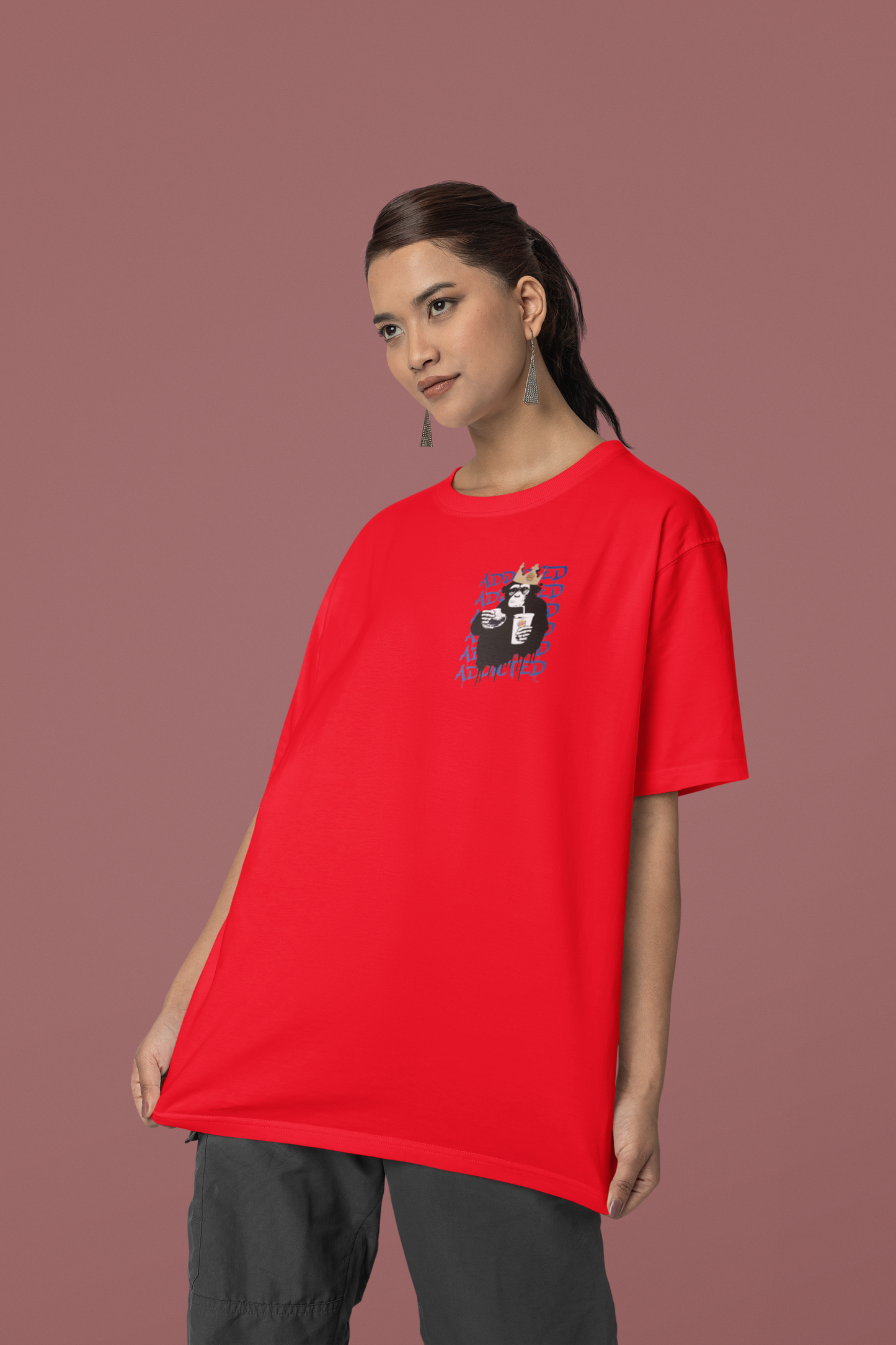 ADDICTED PRINTED REGULAR FIT  UNISEX T-SHIRT