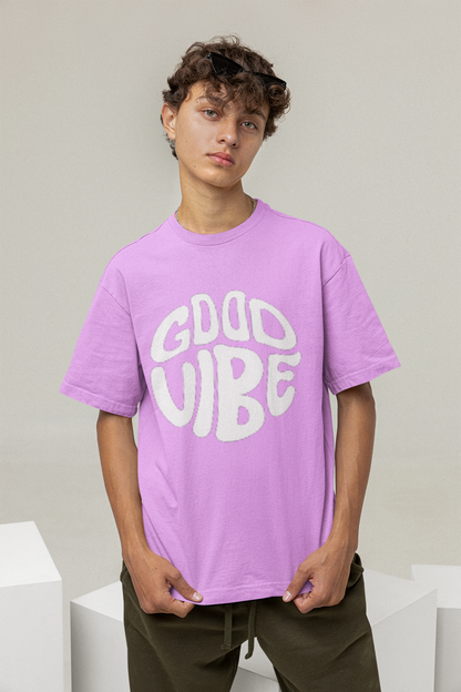 GOOD VIBE PRINT DROP SHOULDER UNISEX T-SHIRT