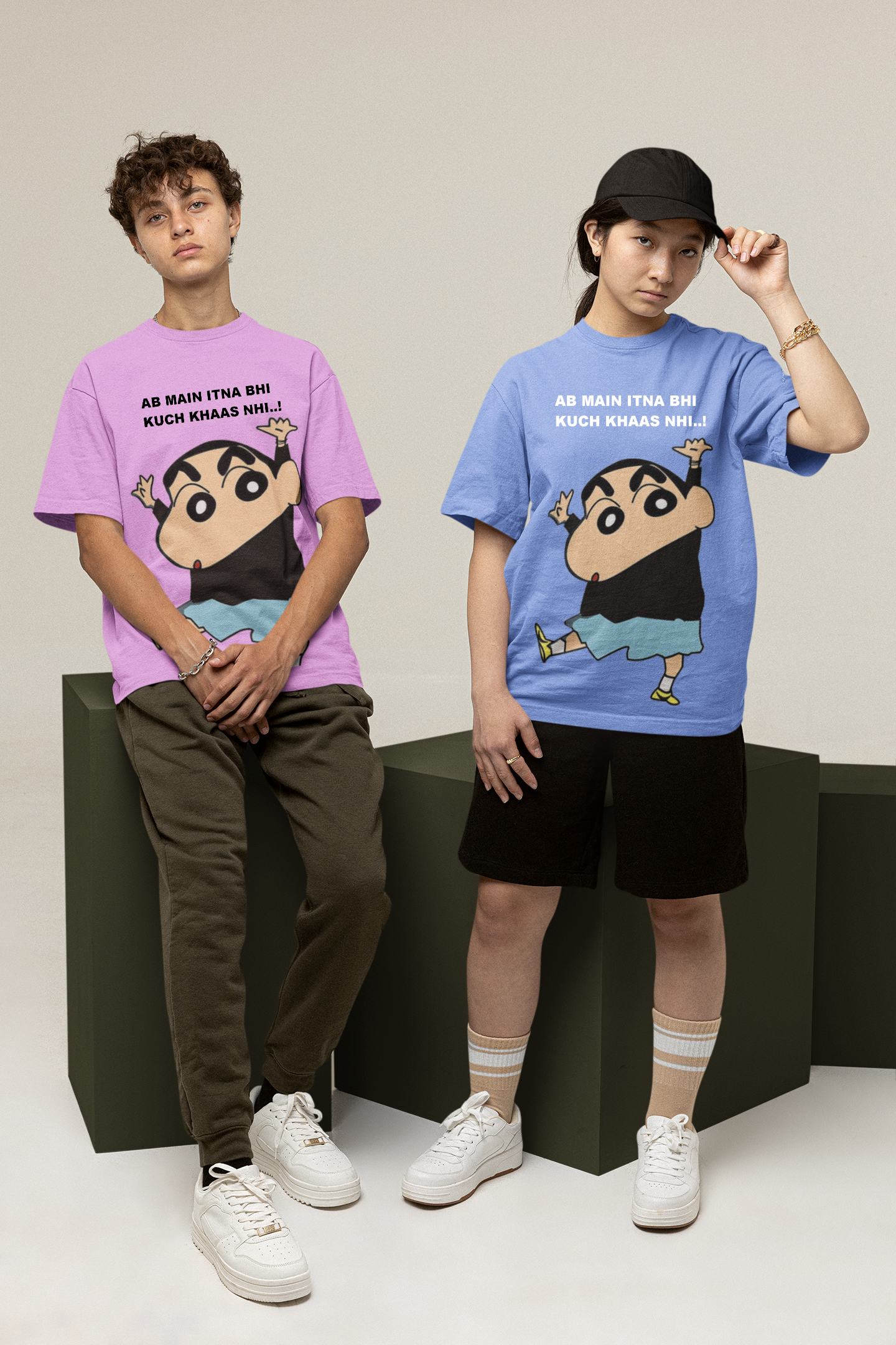 AB MAIN ITNA BHIKUCH KHAAS NHI SHINCHAIN PRINTED REGULAR FIT UNISEX T-SHIRT