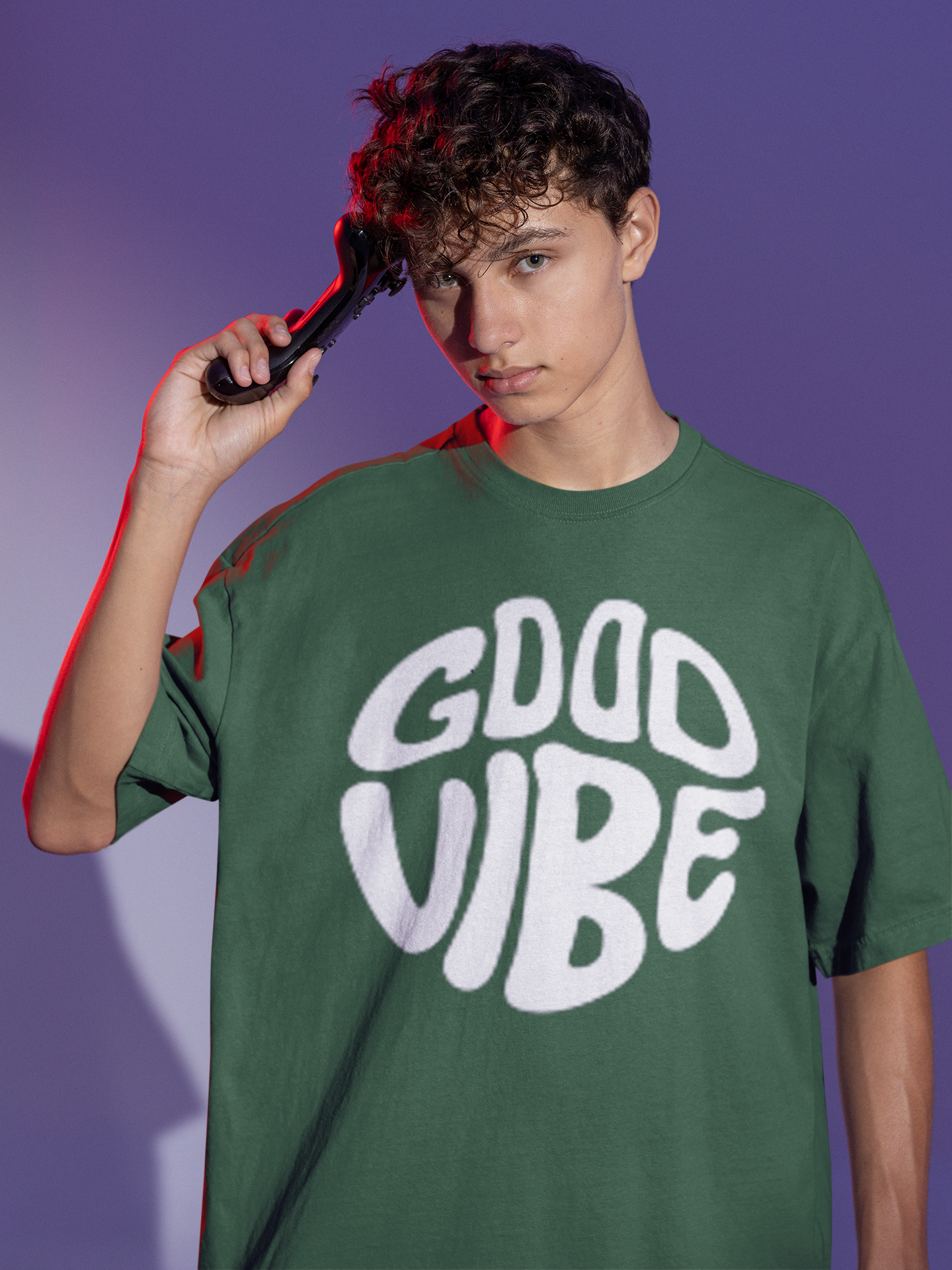 GOOD VIBE PRINT DROP SHOULDER UNISEX T-SHIRT