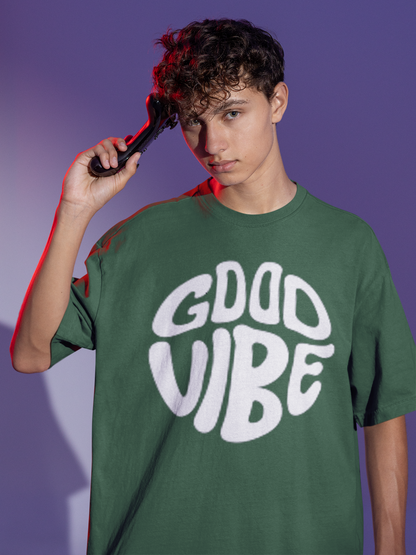 GOOD VIBE PRINT DROP SHOULDER UNISEX T-SHIRT