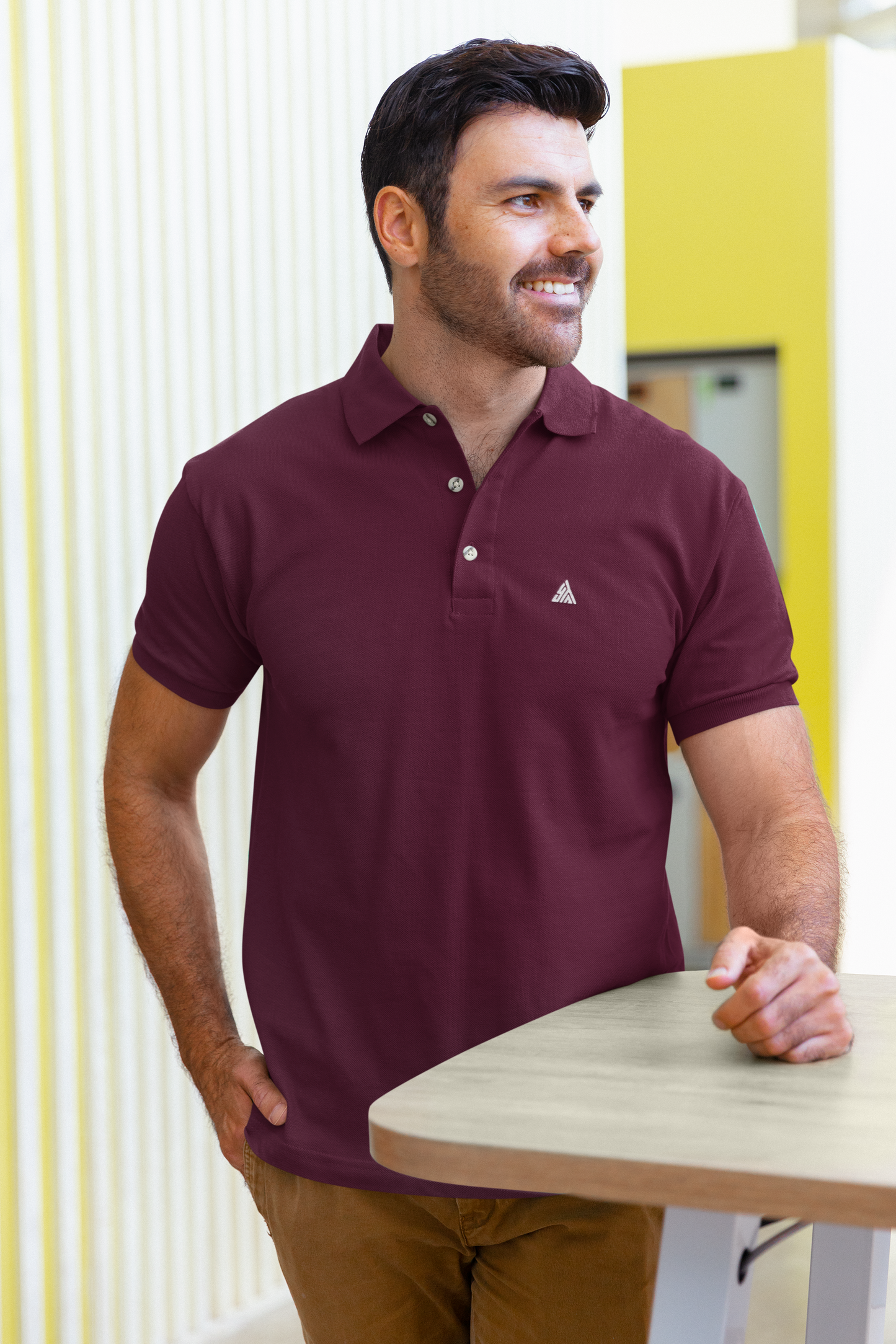 WINE RED COLOUR POLO REGULAR FIT UNISEX T-SHIRT