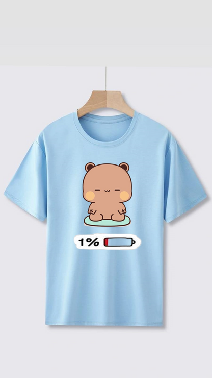 PLUS SIZE BEAR BATTERY LOW PRINT UNISEX T-SHIRT