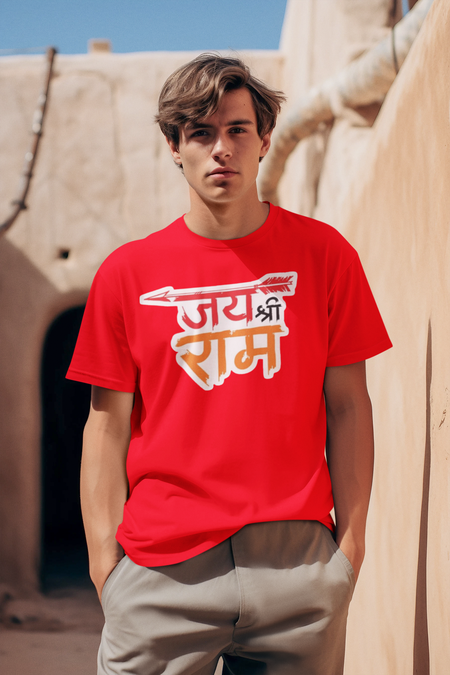 JAI SHREE RAM PRINTED REGULAR FIT  UNISEX T-SHIRT