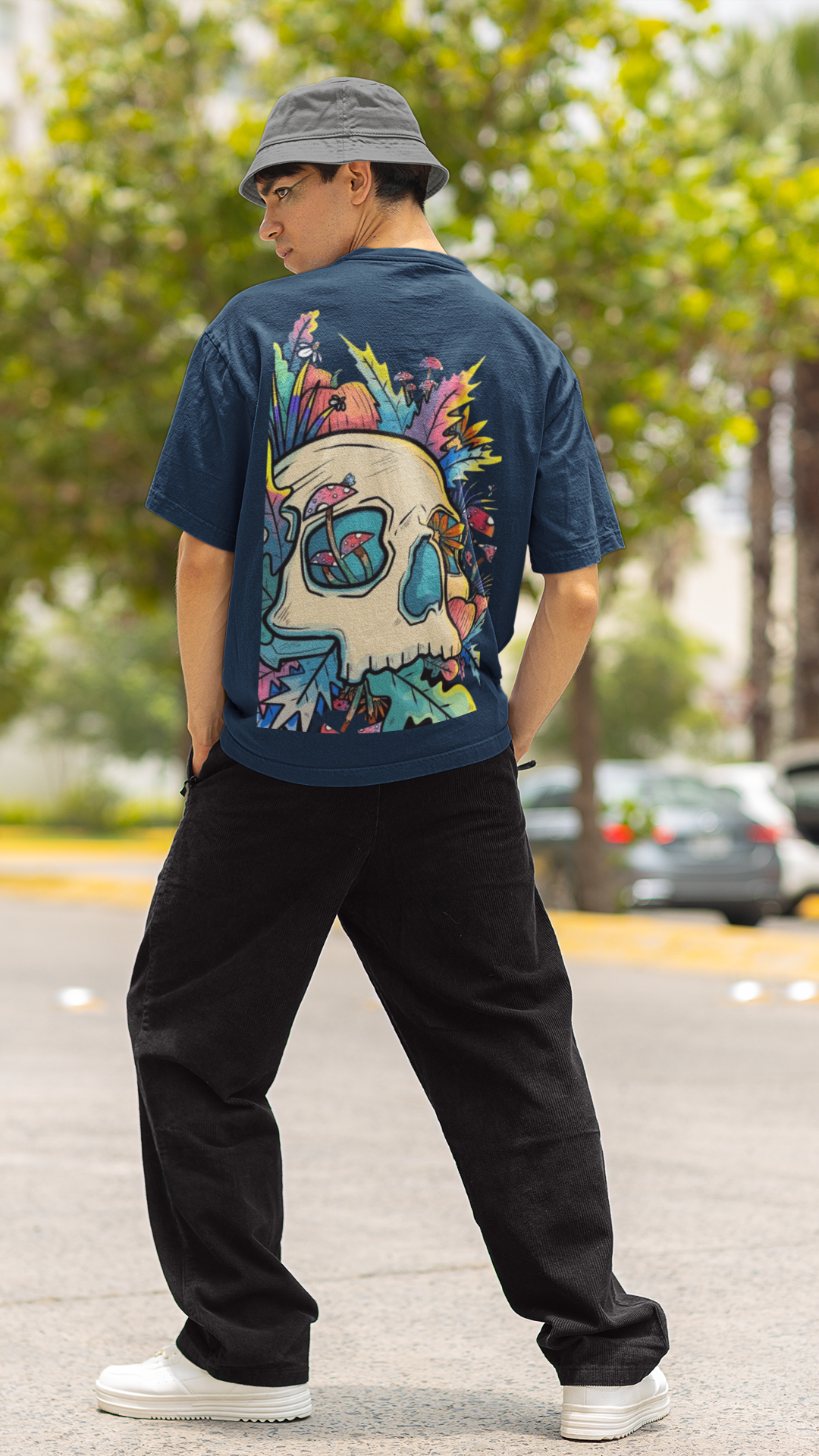 SKULL GRAFFITE PRINTED REGULAR FIT  UNISEX T-SHIRT