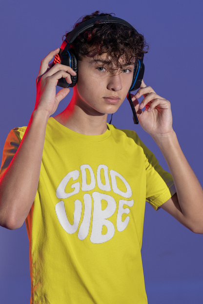 GOOD VIBE PRINT DROP SHOULDER UNISEX T-SHIRT