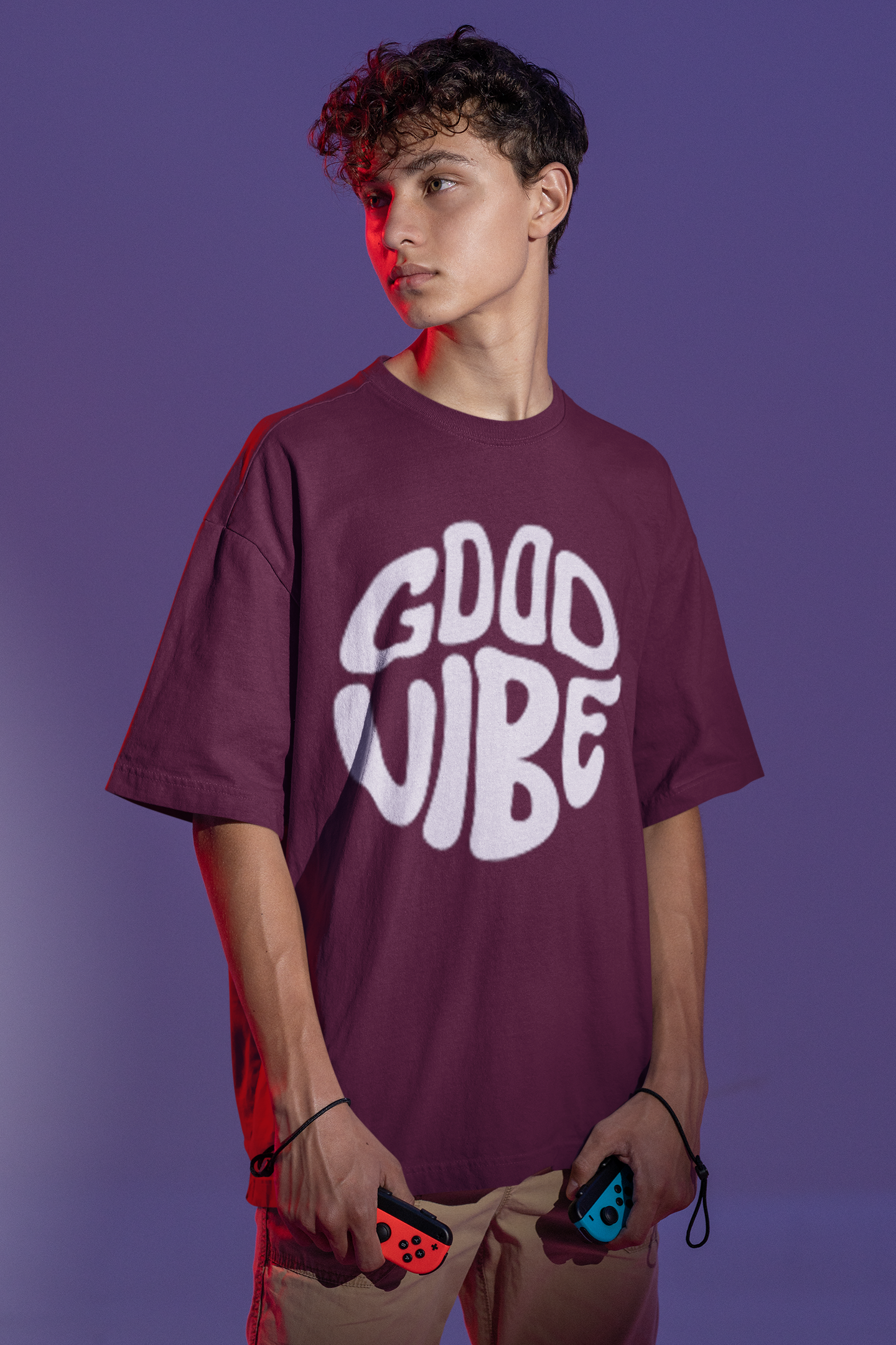 GOOD VIBE PRINT DROP SHOULDER UNISEX T-SHIRT