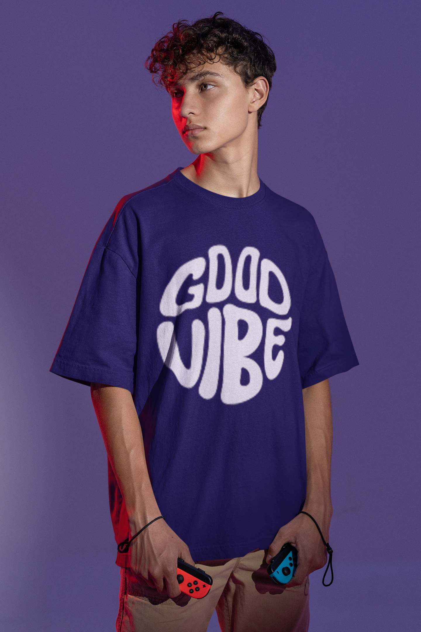 GOOD VIBE PRINT DROP SHOULDER UNISEX T-SHIRT