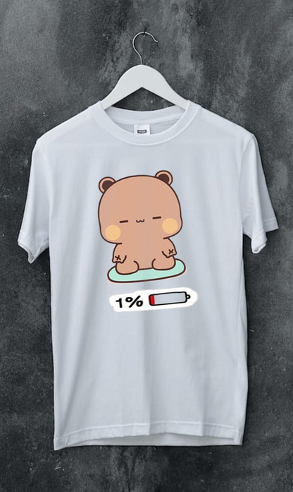 PLUS SIZE BEAR BATTERY LOW PRINT UNISEX T-SHIRT