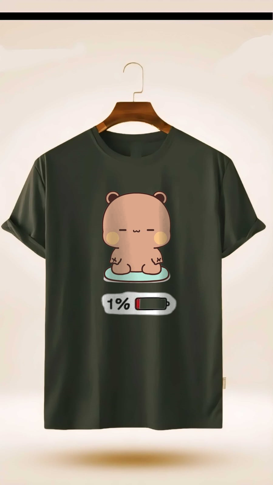 BEAR BATTERY LOW PRINT UNISEX T-SHIRT