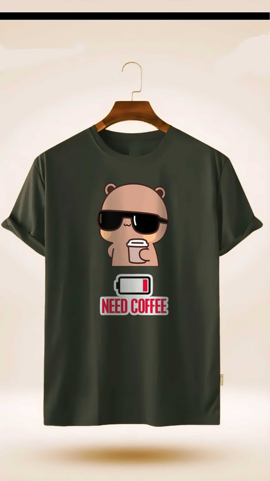 NEED COFFEE BEER PRINT UNISEX T-SHIRT